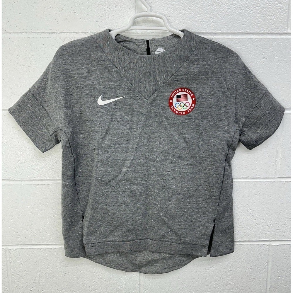 Nike‎ Tech Fleece Short Sleeve Sweatshirt Gray USA Olympics / Women's Medium